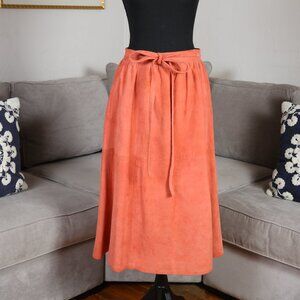 VINTAGE 70's Port Sport Faux Suede Maxi Skirt with Pockets, Lined with F…